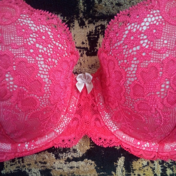Victorias Secret Dream Angels Lined Demi Bra 32D Red Lace - Picture 3 of 6